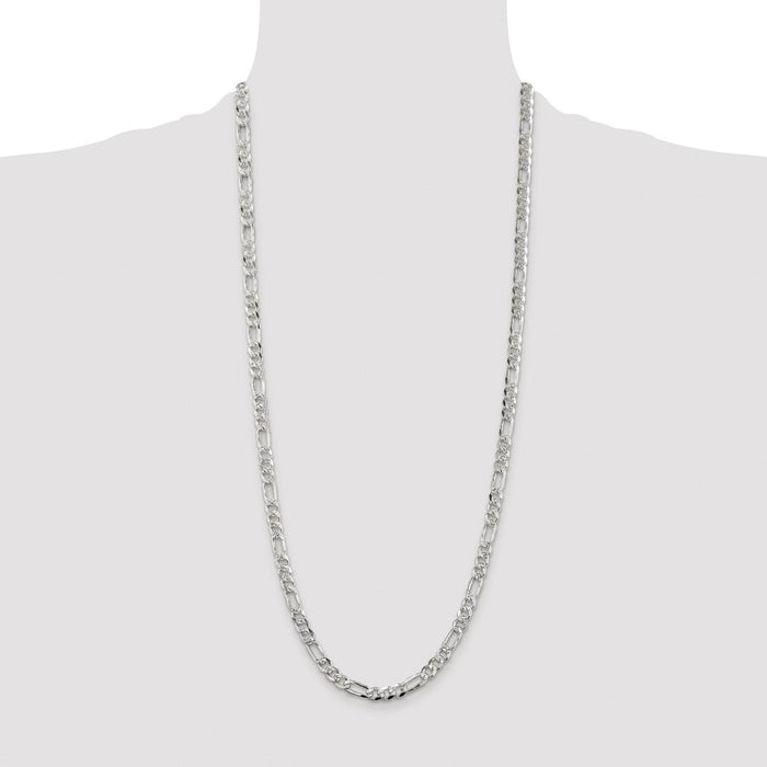 Buy Stylish Rhodium-Plated Sterling Silver 5.5mm Pav Flat Figaro Chain-4