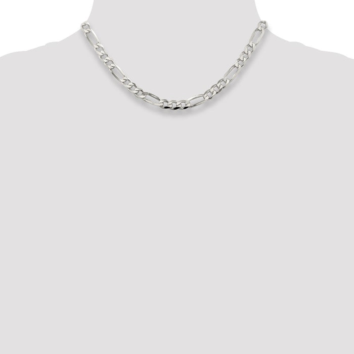 Buy Stylish 7.0mm Sterling Silver Flat Figaro Chain with Pav Design-4