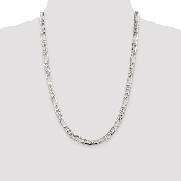 Buy Stylish 7.0mm Flat Figaro Sterling Silver Chain with Pav Design-4