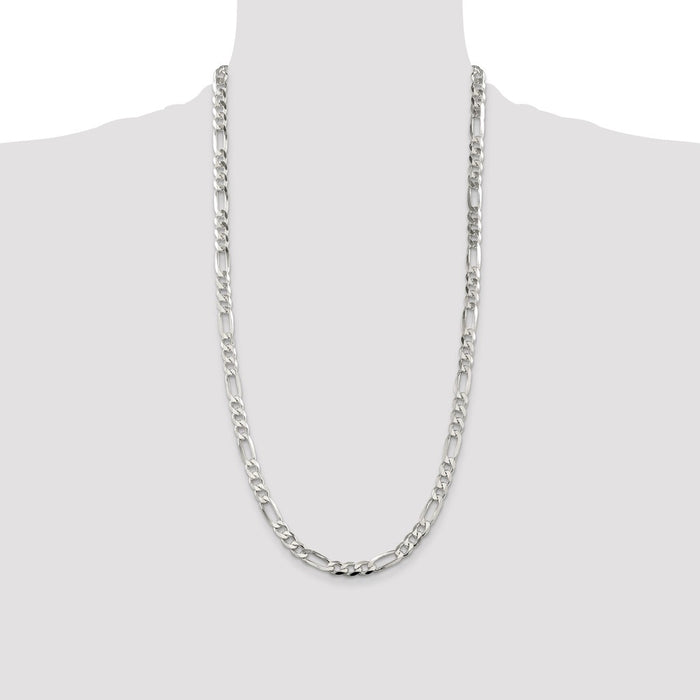 Buy Stylish 7.0mm Sterling Silver Flat Figaro Chain with Pav Design-4