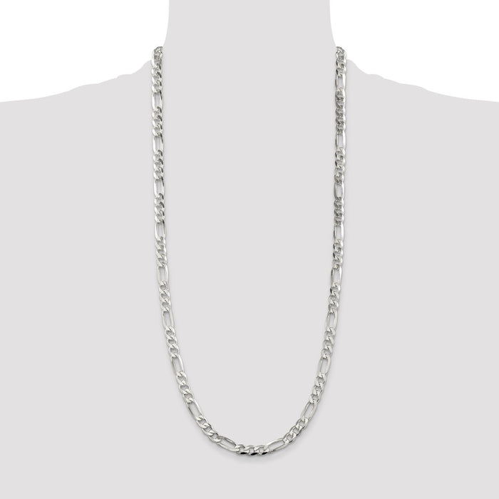 Exclusive 7.0mm Sterling Silver Flat Figaro Chain with Pav Design - Stylish Value!-4