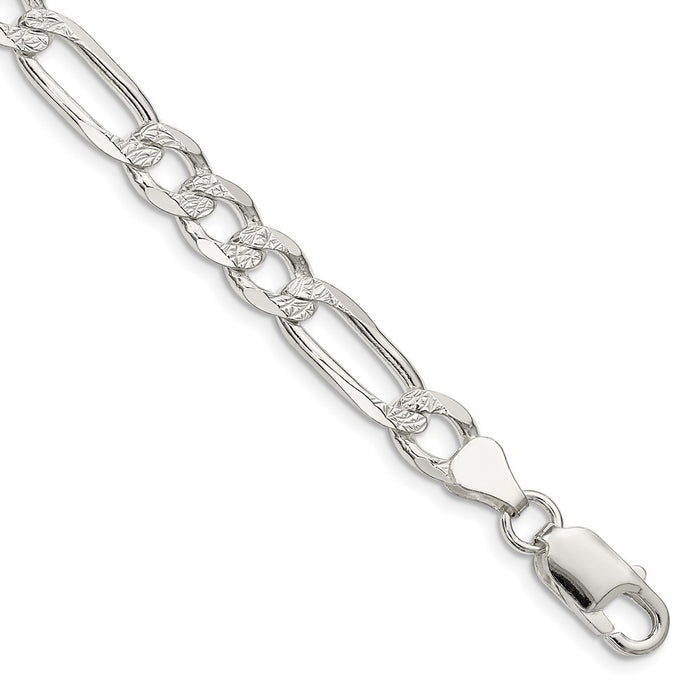 High-Quality 7.0mm Sterling Silver Flat Figaro Chain with Pav Design - Stylish Value-1