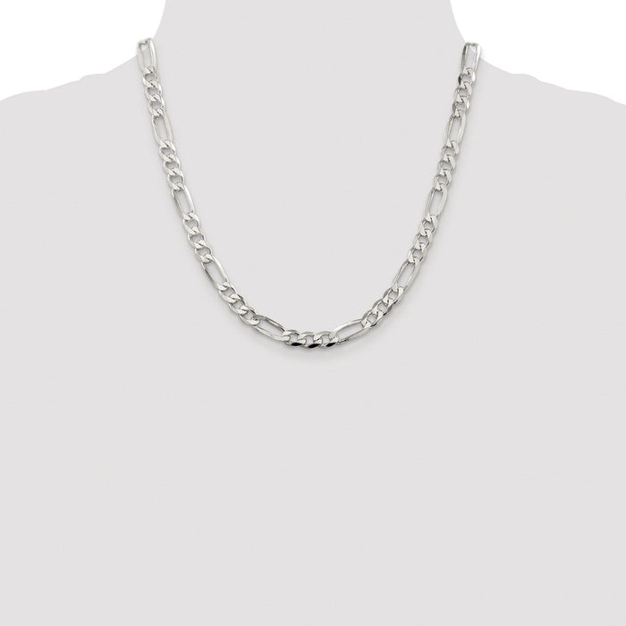 Buy Stylish Rhodium-Plated Sterling Silver 6.75mm Figaro Chain - Luxury Value-4