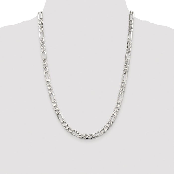 Buy Stylish Rhodium-Plated Sterling Silver 6.75mm Pav Figaro Chain - Affordable Value!-4