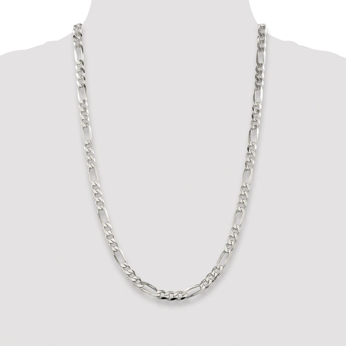 Buy Stylish Rhodium-Plated Sterling Silver 6.75mm Pav Figaro Chain - Affordable Price!-4