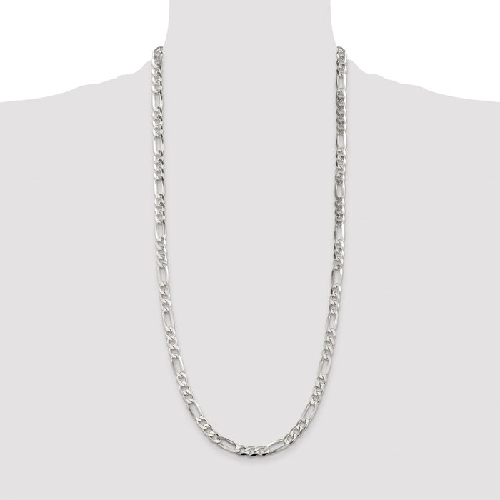 Buy Stylish Rhodium-Plated Sterling Silver 6.75mm Flat Figaro Chain | Affordable Luxury-4