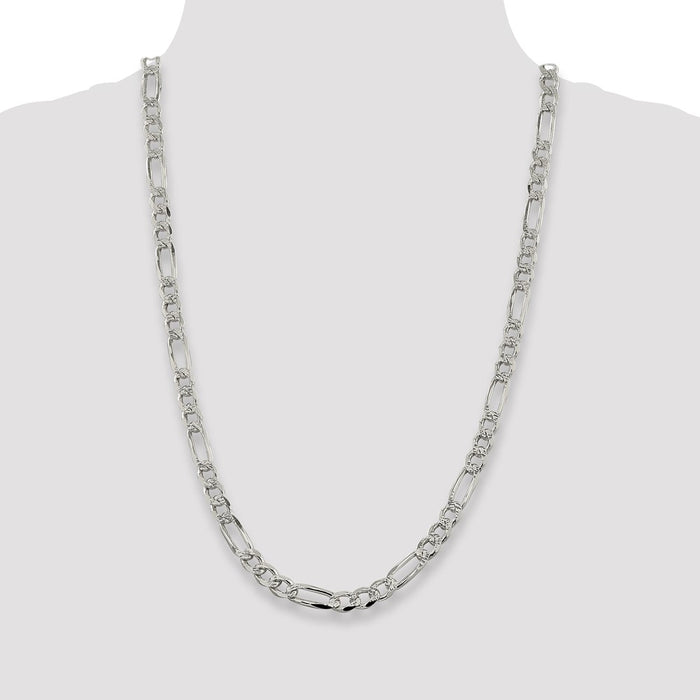Buy Exclusive 7.25mm Pav Flat Figaro Chain in Sterling Silver - Stylish Value!-4
