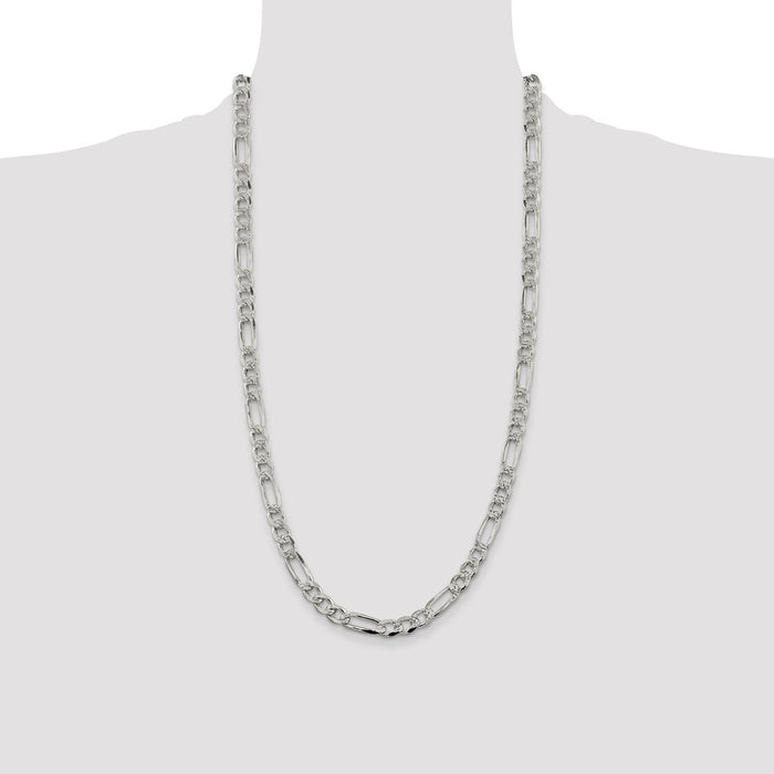 Buy Stylish Sterling Silver 7.25mm Pave-Style Figaro Chain - Luxury Value!-4