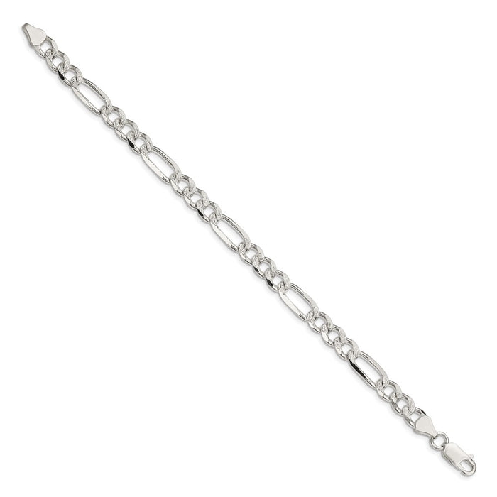 Buy Stylish 7.25mm Pave-Set Flat Figaro Chain in High-Quality Sterling Silver-2