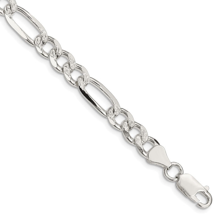Exclusive Sterling Silver 7.25mm Pav Flat Figaro Chain - Stylish & Affordable-1