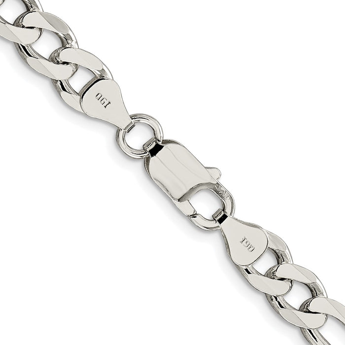 Buy Rhodium-Plated Sterling Silver 7.25mm Pav Flat Figaro Chain - Stylish Value!-3