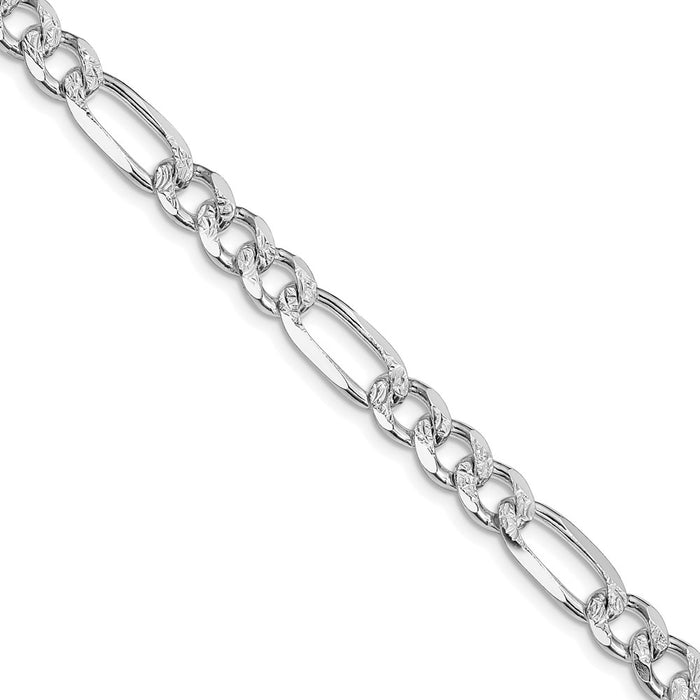 Buy Stylish Rhodium-Plated Sterling Silver 7.25mm Pave Flat Figaro Chain-1