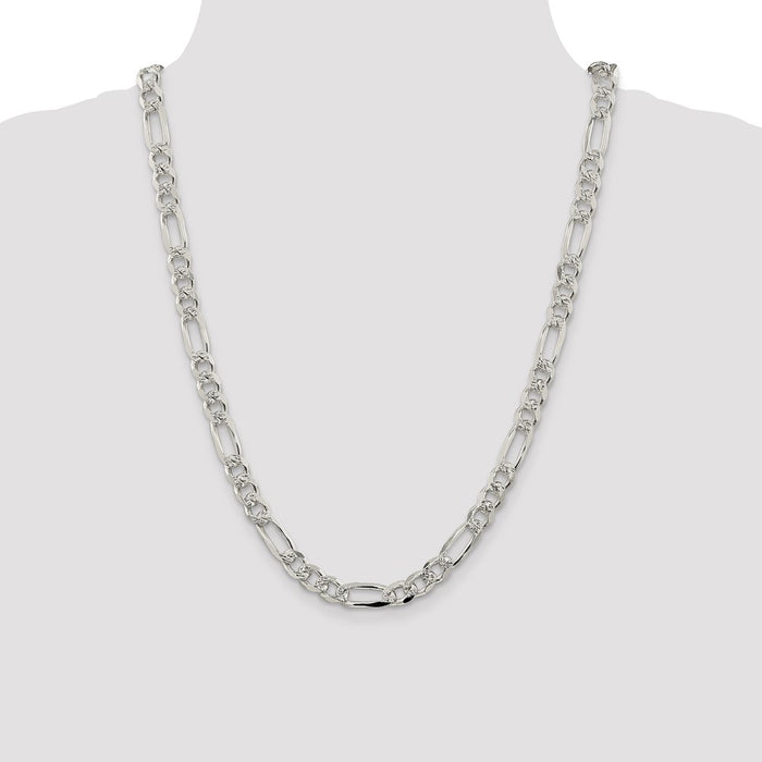 High-Quality 8mm Sterling Silver Flat Figaro Chain with Pav Design - Stylish Value-4