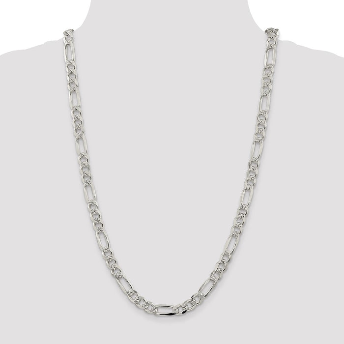 Exclusive 8mm Sterling Silver Flat Figaro Chain with Pav Design - Stylish Value!-4