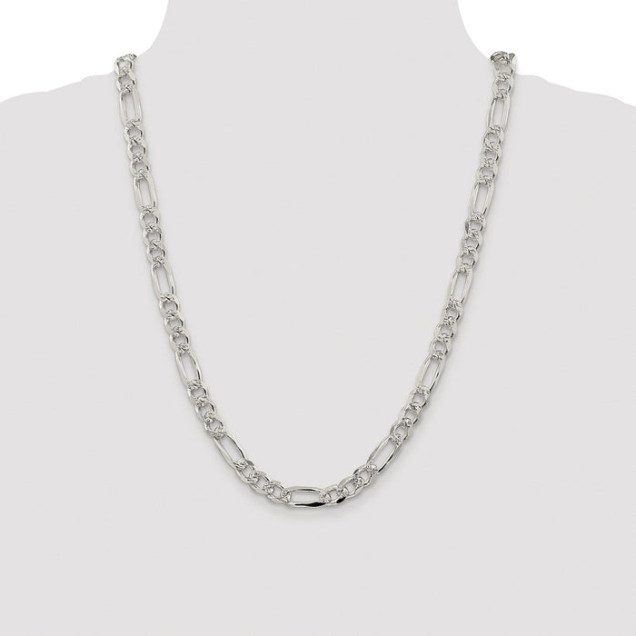 Buy Exclusive 8mm Rhodium-Plated Sterling Silver Figaro Chain at Affordable Price-4