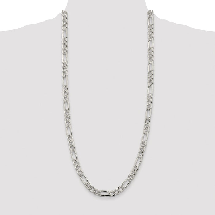 High-Quality Rhodium-Plated Sterling Silver 8mm Pav Figaro Chain - Affordable Value!-4