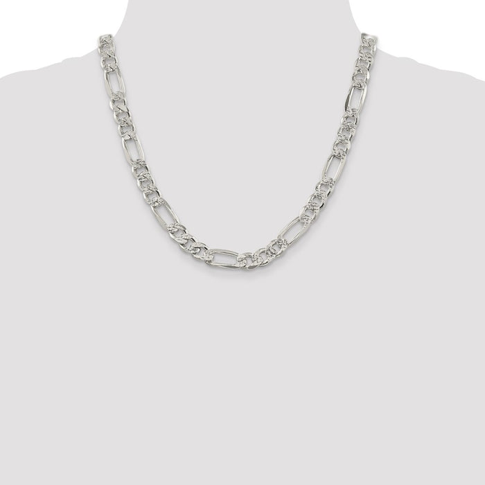 Buy Stylish 9.5mm Sterling Silver Flat Figaro Chain with Pav Design-4