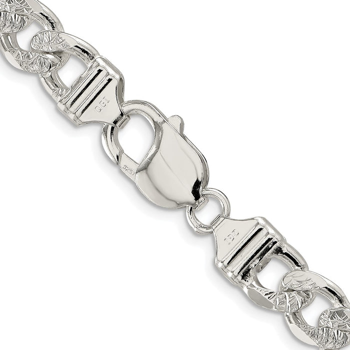 Buy Stylish Rhodium-Plated Sterling Silver 9.5mm Pav Figaro Chain - Affordable Luxury!-3