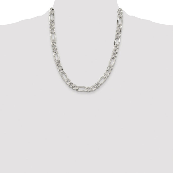 Buy Exclusive Rhodium-Plated Sterling Silver 9.5mm Figaro Chain - Stylish Value!-4