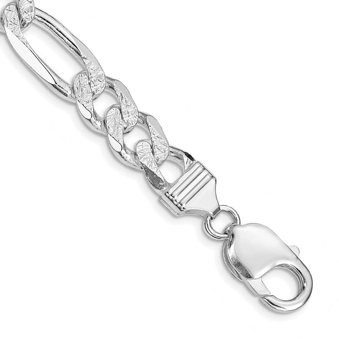 Buy Luxury Rhodium-Plated Sterling Silver 9.5mm Pav Figaro Chain-1