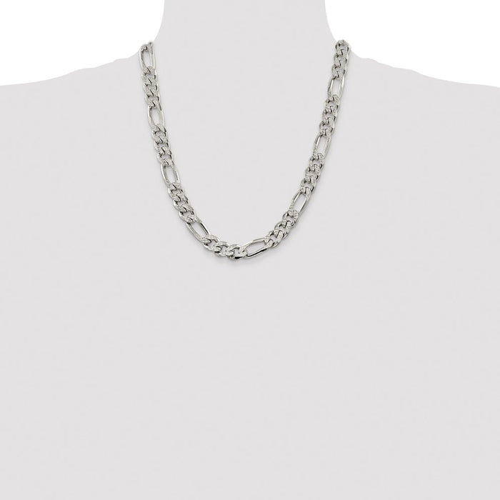 Buy Stylish 11mm Pav Flat Figaro Chain in High-Quality Sterling Silver-4