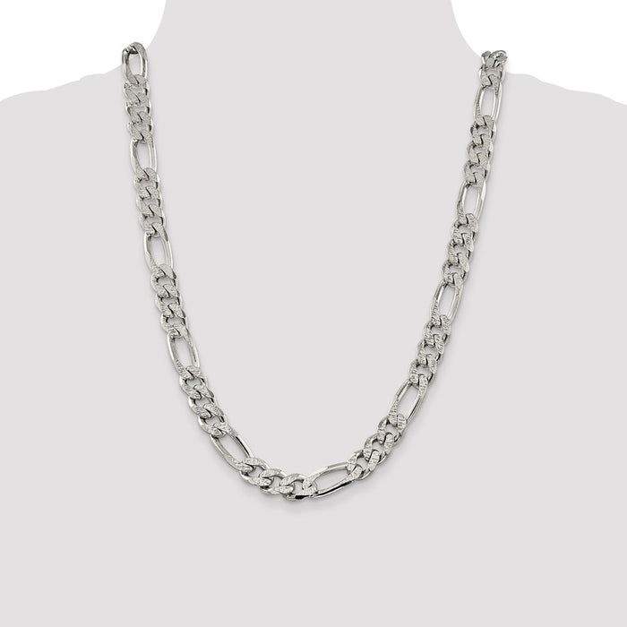 Buy Exclusive 11.0mm Pav Flat Figaro Chain in Sterling Silver - Stylish Value!-4