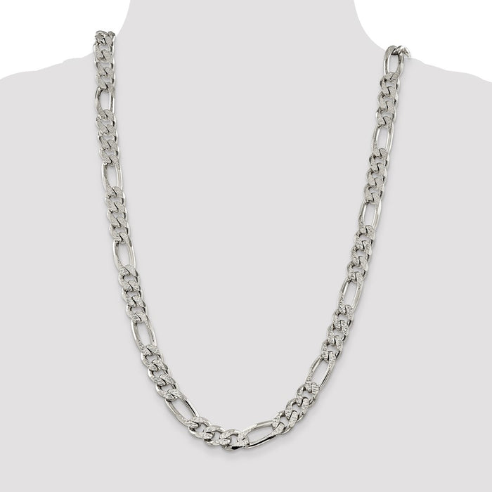 Buy Stylish 11.0mm Pav Flat Figaro Chain in High-Quality Sterling Silver-4