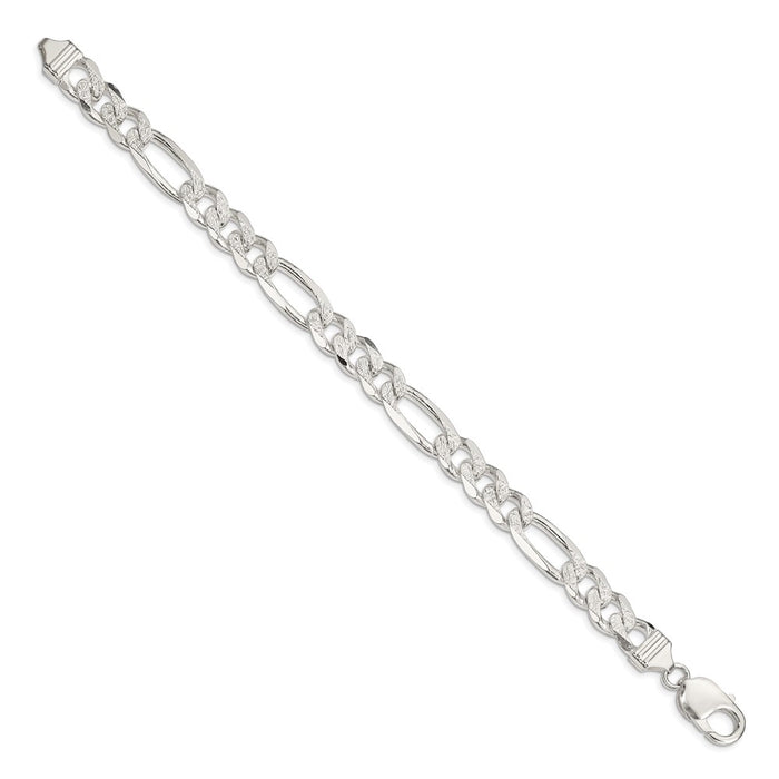 Buy Stylish 11.0mm Pav Flat Figaro Chain in High-Quality Sterling Silver-2