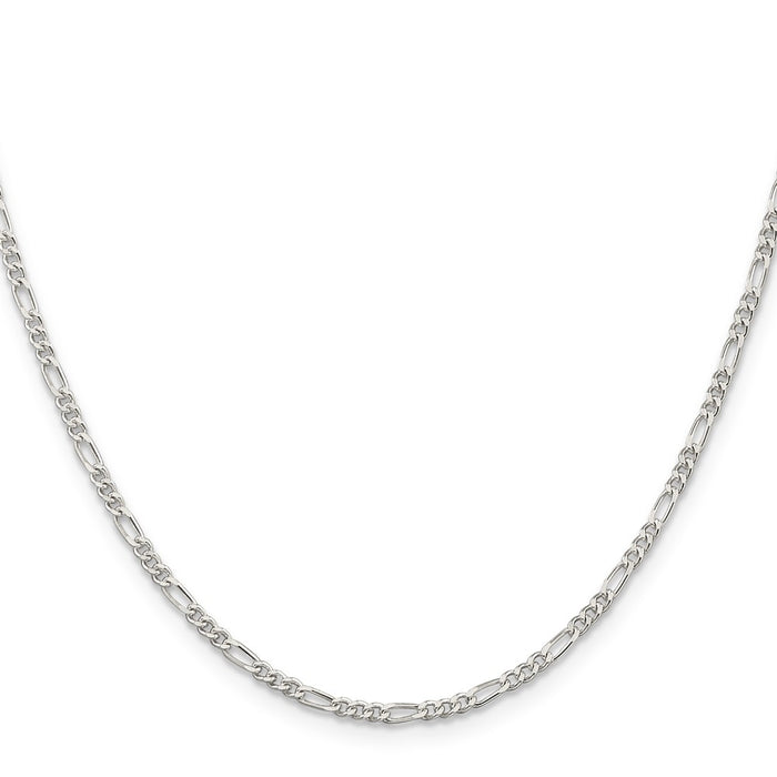 Buy High-Quality 2.25mm Rhodium-Plated Sterling Silver Figaro Chain | Affordable Luxury-2