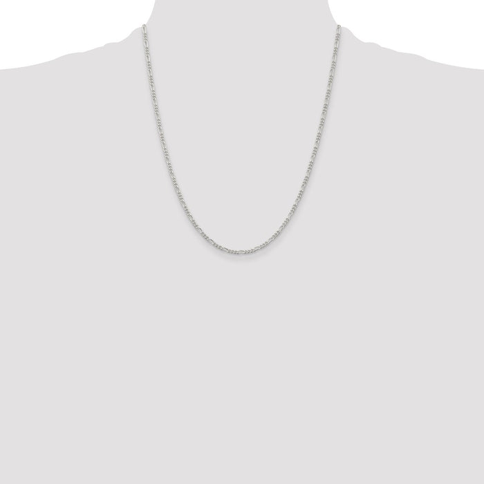 Buy High-Quality 2.25mm Rhodium-Plated Sterling Silver Figaro Chain | Affordable Luxury-4