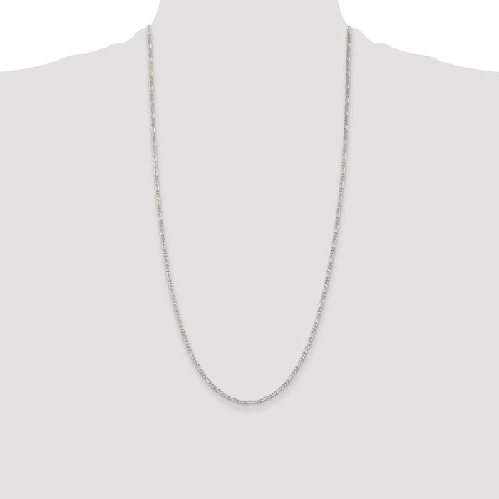 Buy Stylish Rhodium-Plated Sterling Silver 2.25mm Figaro Chain for Less-4
