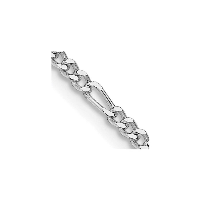 Buy Stylish Rhodium-Plated Sterling Silver 2.25mm Figaro Chain - Affordable Luxury-1
