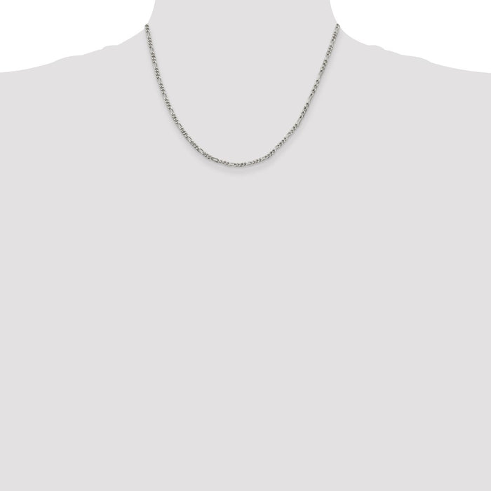 High-Quality 2.5mm Sterling Silver Figaro Chain - Stylish & Affordable Price!-4