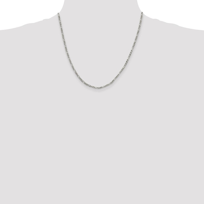 Buy Stylish 2.5mm Sterling Silver Figaro Chain | Affordable Luxury Jewelry-4