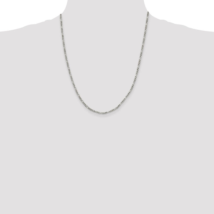 Buy 2.5mm Sterling Silver Figaro Chain - Stylish & Affordable Jewelry Option-4