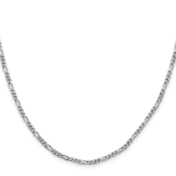 Buy High-Quality 2.5mm Rhodium-Plated Sterling Silver Figaro Chain - Stylish Value!-2