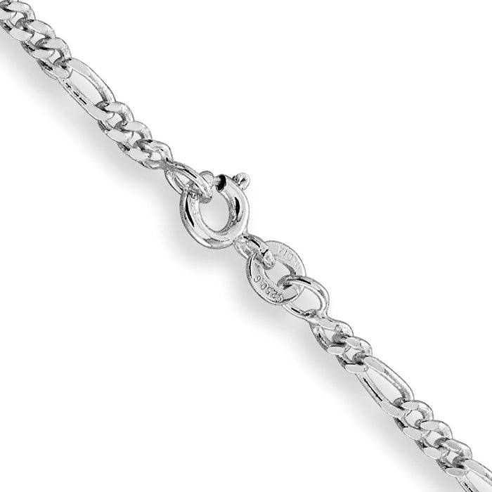 Buy High-Quality 2.5mm Rhodium-Plated Sterling Silver Figaro Chain - Stylish Value!-3