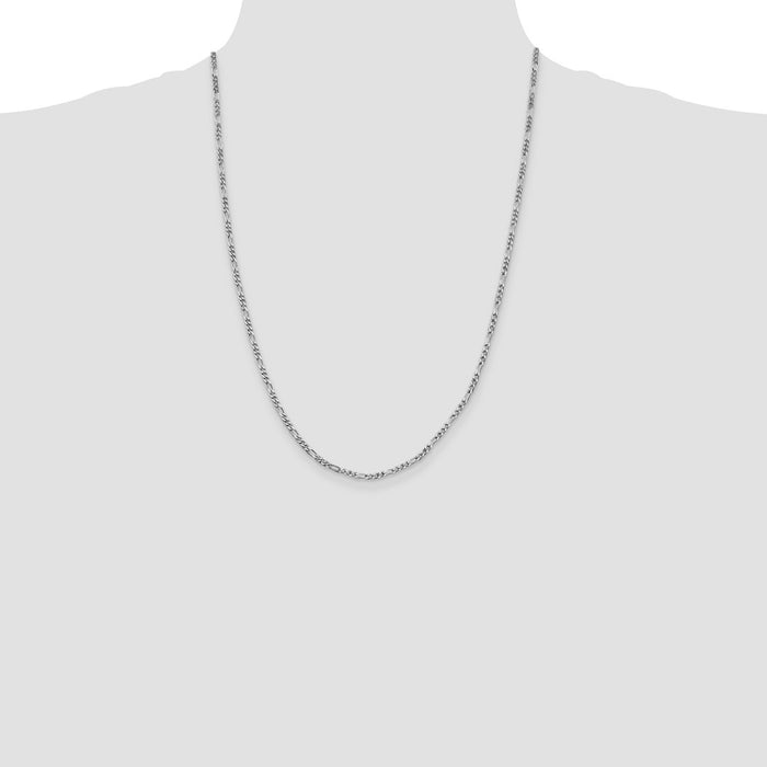 Buy Stylish Rhodium-Plated 2.5mm Sterling Silver Figaro Chain - Affordable Luxury!-4