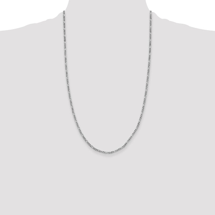 Buy Stylish Rhodium-Plated Sterling Silver 2.5mm Figaro Chain - Luxury Value!-4