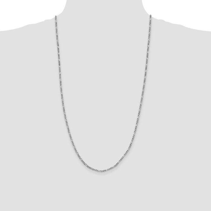 Buy Stylish Rhodium-Plated Sterling Silver Figaro Chain - 2.5mm, Affordable Price!-4