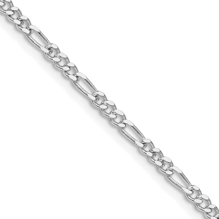 Buy High-Quality 2.5mm Rhodium-Plated Sterling Silver Figaro Chain - Stylish Value!-1