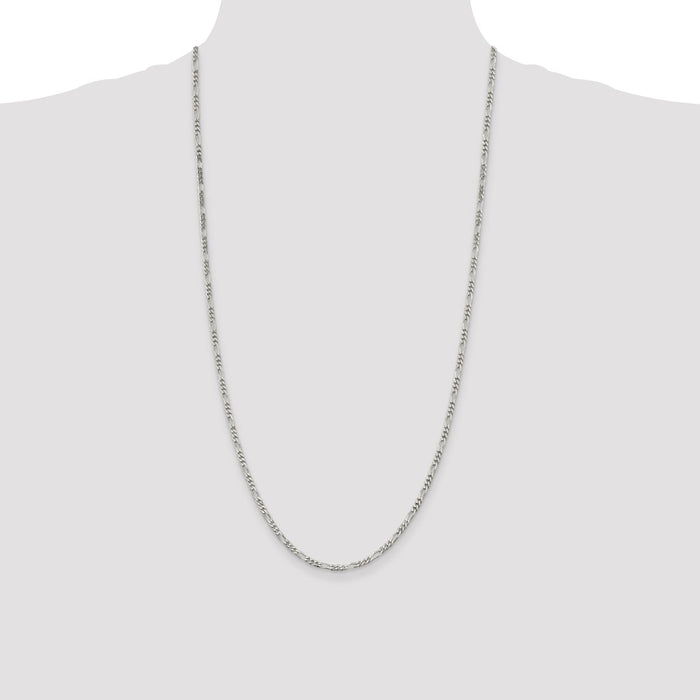 High-Quality 2.85mm Sterling Silver Figaro Chain - Stylish & Affordable Elegance-4
