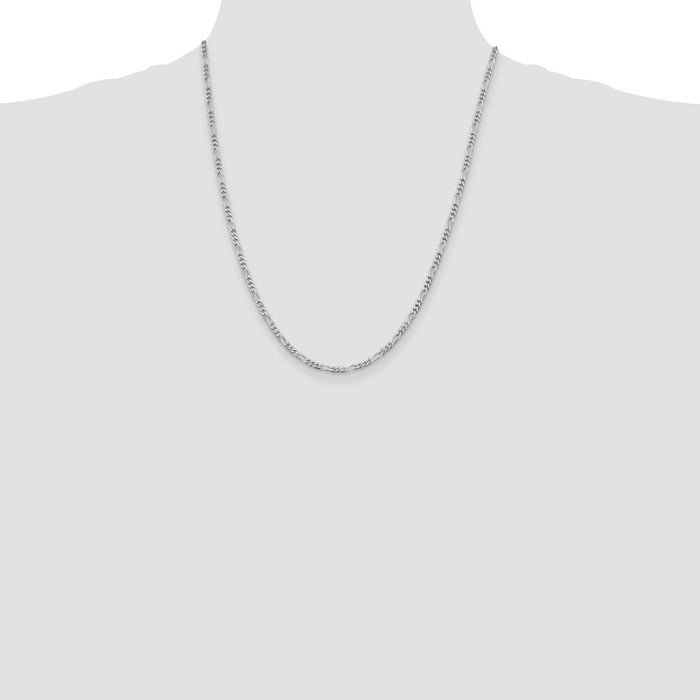 High-quality Rhodium-Plated Sterling Silver 2.85mm Figaro Chain - Stylish Value!-4