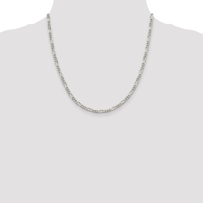 Buy Stylish 3.5mm Rhodium-Plated Sterling Silver Figaro Chain - Affordable Luxury-4