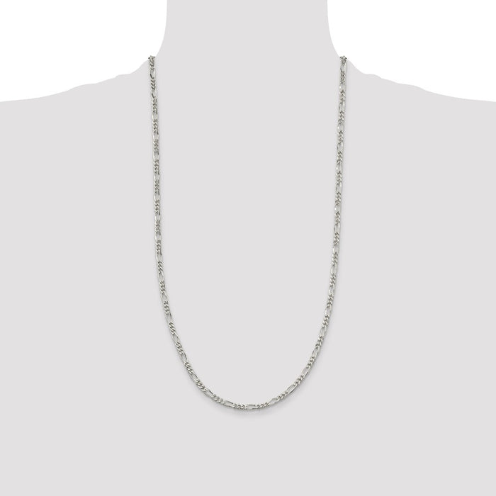 High-Quality Rhodium-Plated Sterling Silver 3.5mm Figaro Chain - Stylish Value!-4