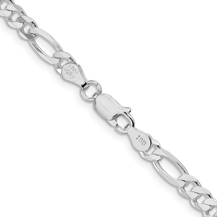 High-Quality Rhodium-Plated Sterling Silver 4.5mm Figaro Chain - Stylish Value!-3