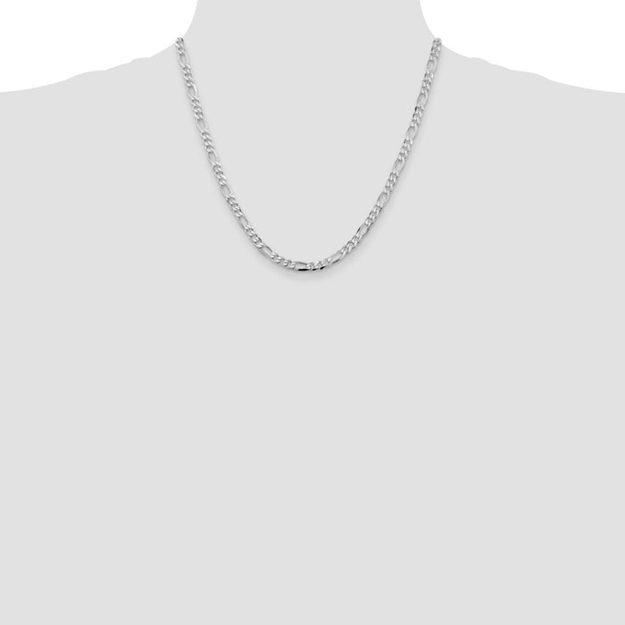Buy Stylish Rhodium-Plated Sterling Silver 4.5mm Figaro Chain | Affordable Luxury-4