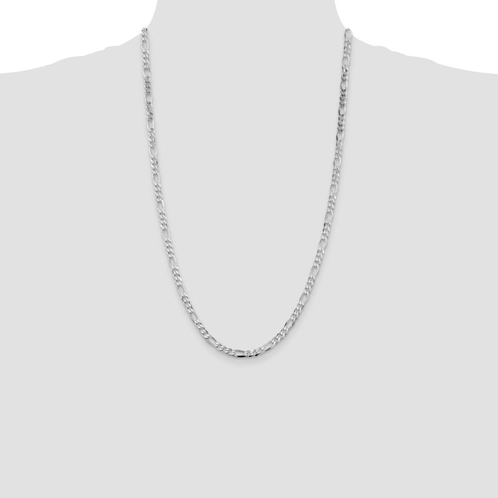 Buy Stylish Rhodium-Plated Sterling Silver Figaro Chain - 4.5mm, Luxury Value-4