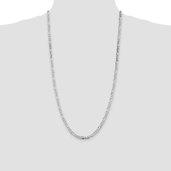 Buy Stylish Rhodium-Plated Sterling Silver 4.5mm Figaro Chain - Affordable Luxury-4