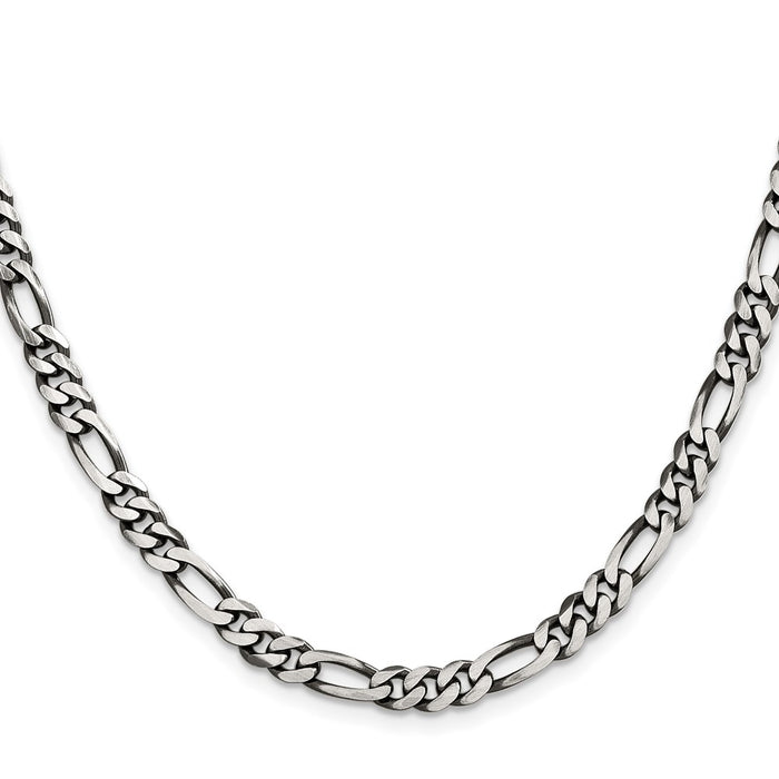 High-quality Antiqued Sterling Silver 5.5mm Figaro Chain - Stylish Value!-2